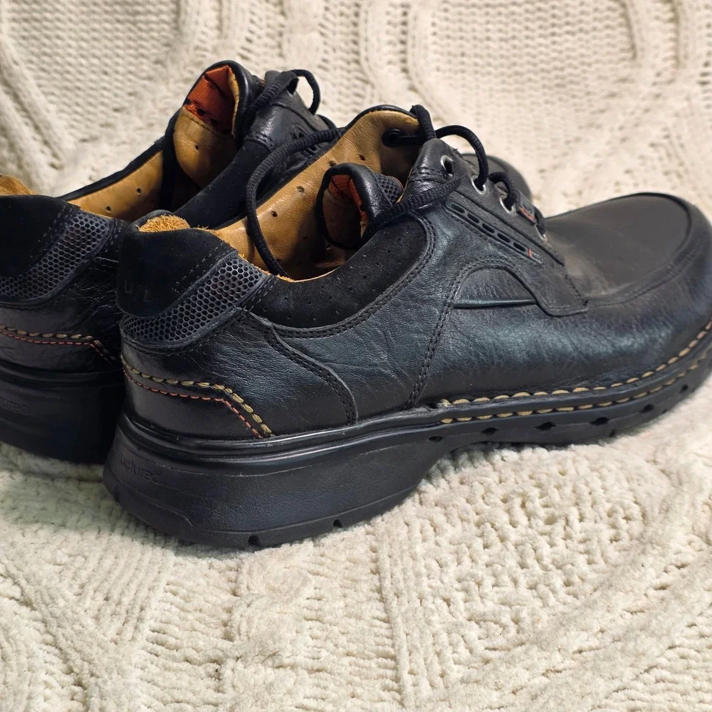 Clarks Unstructured Un.Bend Black Pebbled Leather Lace Up Oxfords Shoes Men 12 M